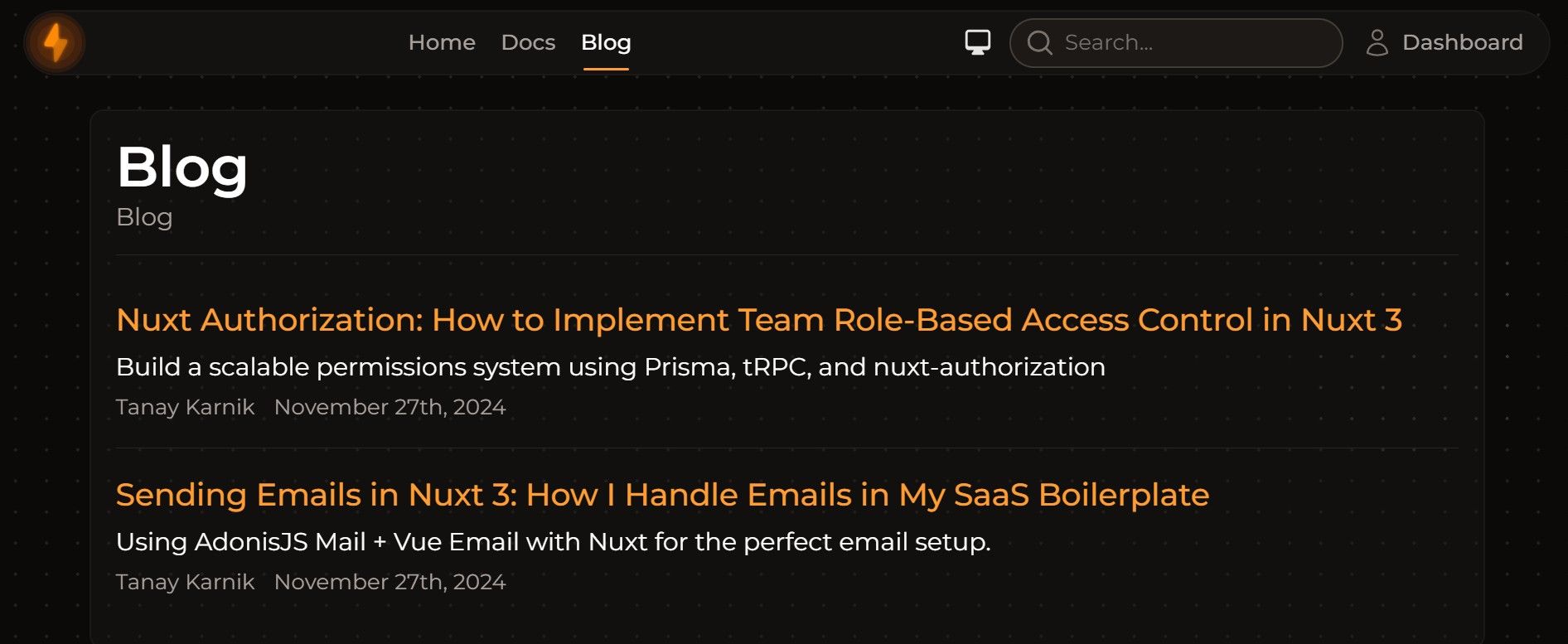 Nuxflare Blogs Screenshot