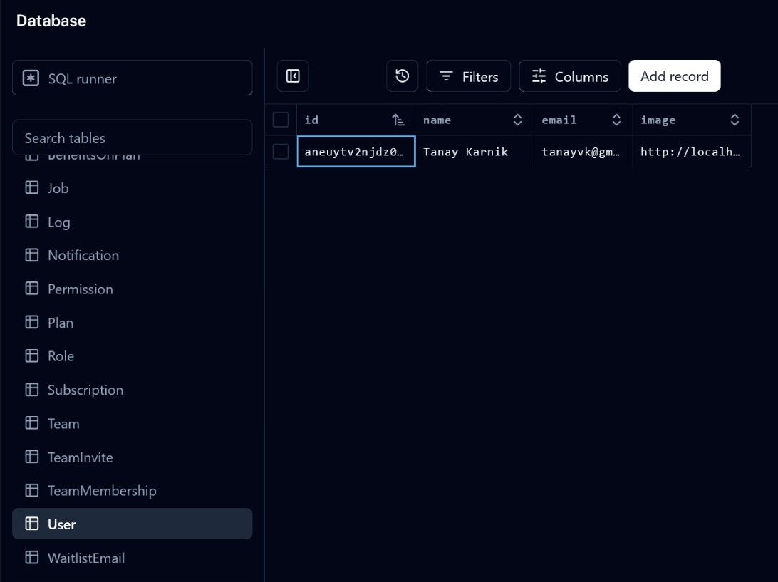 Nuxflare Database Hub Page Screenshot