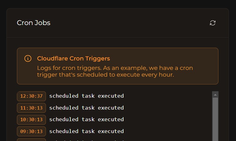 Nuxflare Queue Cron Logs Screenshot