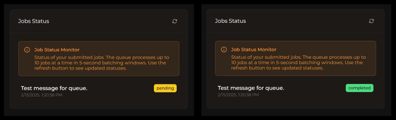 Nuxflare Queue Job Status Screenshot