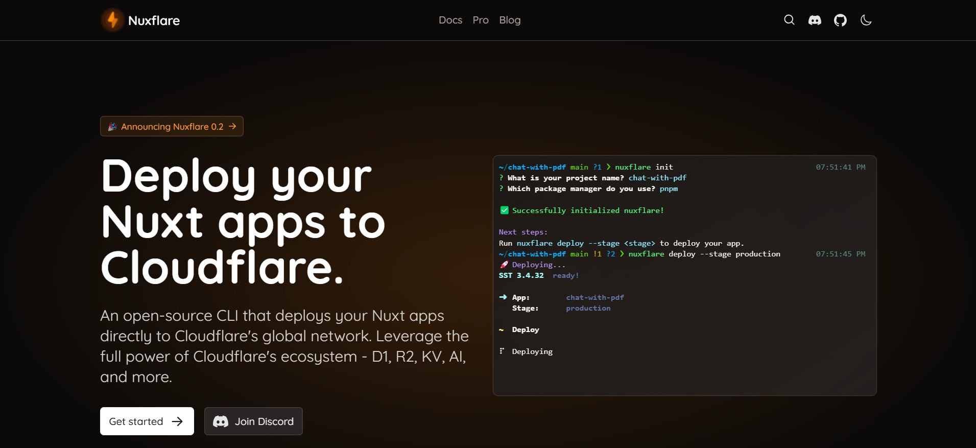 Deploy your Nuxt apps to Cloudflare | Nuxflare